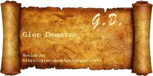 Gier Demeter névjegykártya